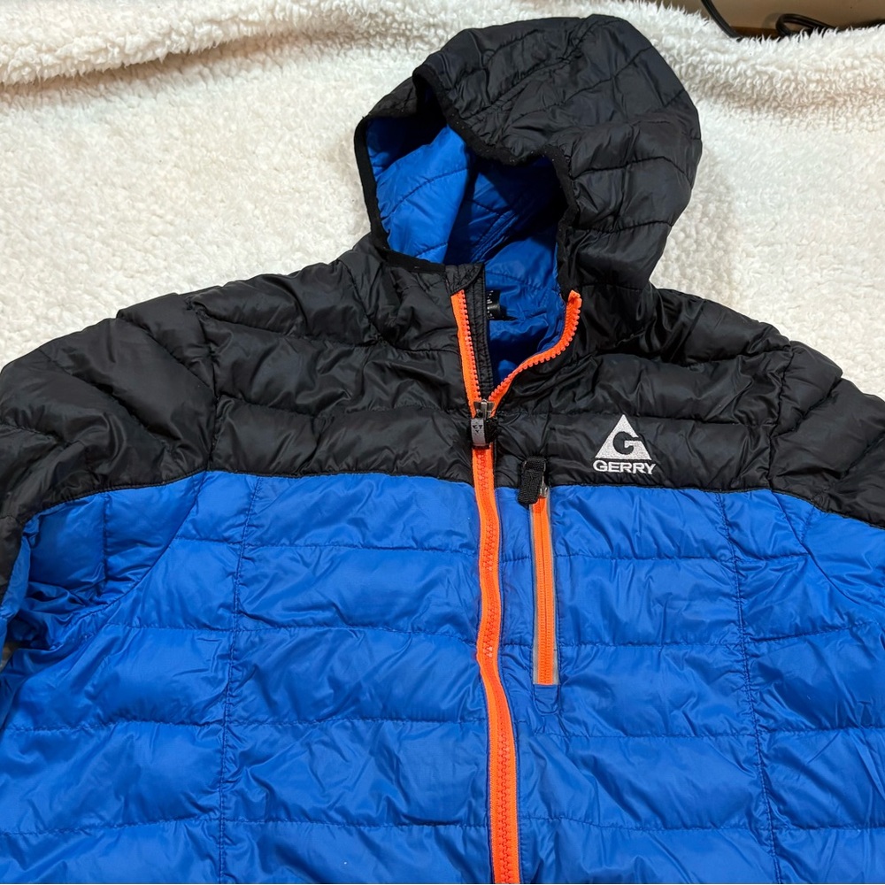 Gerry Weber Blue and Black Puffer Jacket with Hood | L 14-16